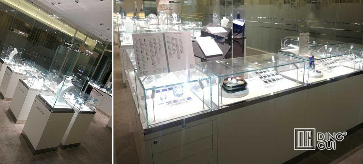 High End Luxury Gold Jewelry Display Showcases